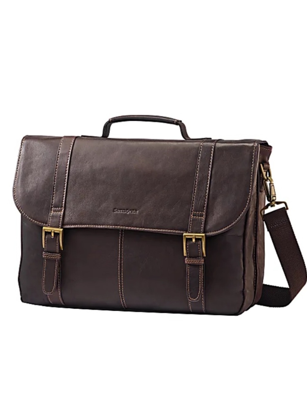 Samsonite® Leather Portfolio, Brown Leather Messenger Bag ‎ Men -